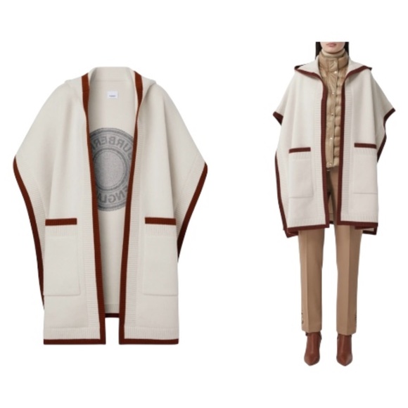 Burberry Carla Logo Hooded Wool Blend Cape - Picture 4 of 16